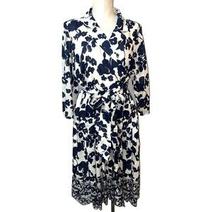 Silhouettes Vintage Silk Cotton True Wrap Midi Shirtdress size 16W Floral